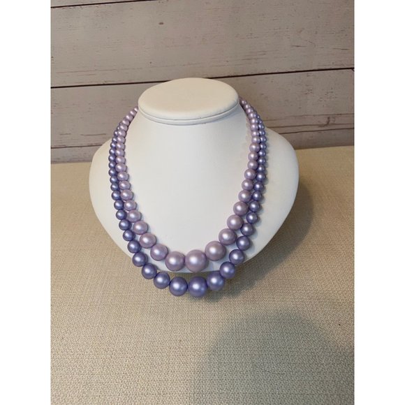 Vtg 1950's Purple Beaded Necklace - Picture 2 of 6